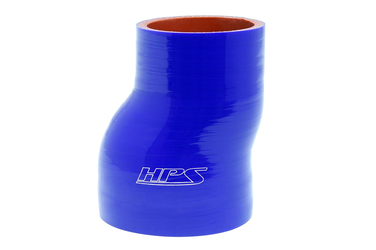 HPS 3-1/2 - 4 inch 3.5 ID 4 inch Long Blue Silicone Offset Straight Reducer Coupler Hose High Temp 4-ply Reinforced 89mm 102mm HTSOR-350-400-L4-BLUE
