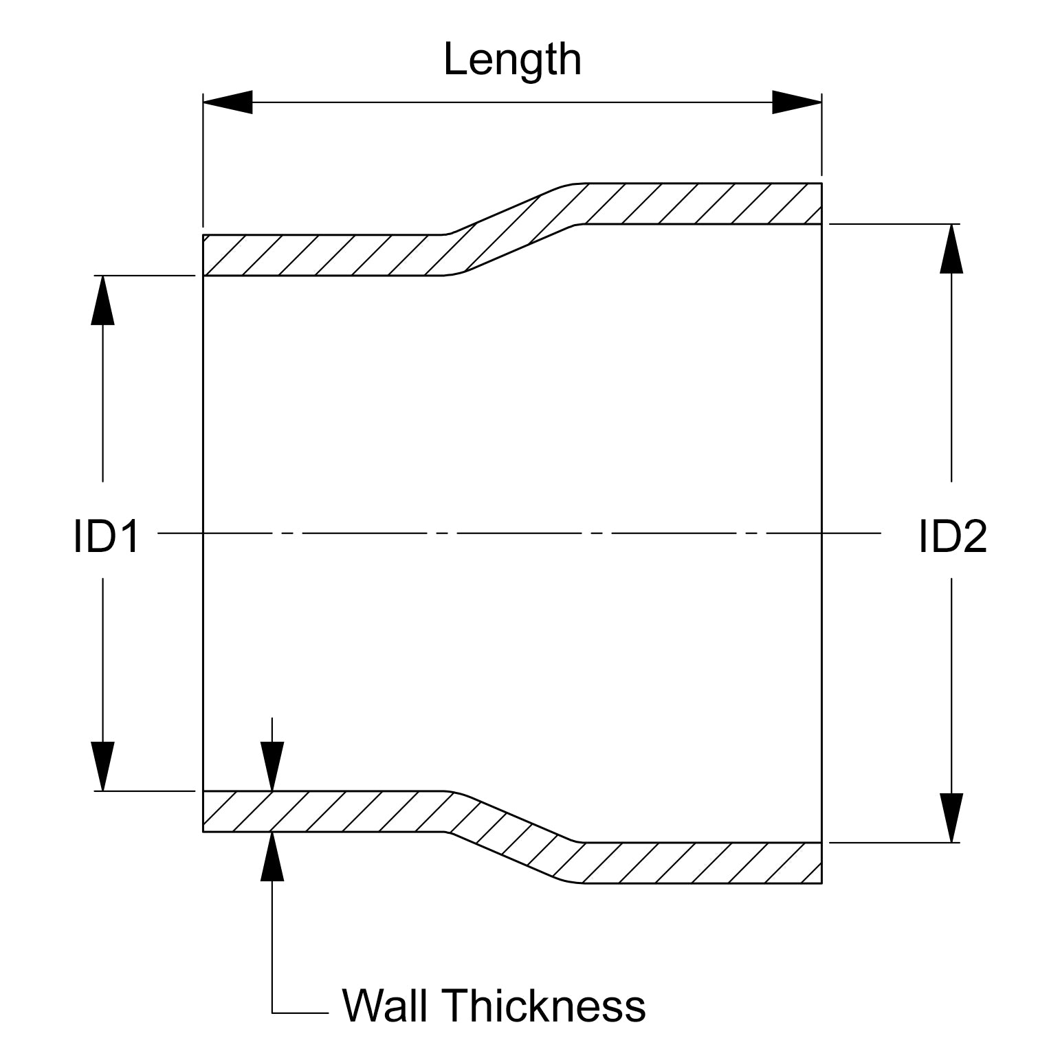 HPS 1-3/4" - 2", Silicone Straight Reducer Coupler Hose, High Temp 4-ply Reinforced, 45mm - 51mm