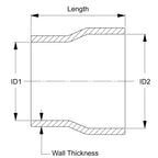 HPS 3-1/2" - 4-1/4", Silicone Straight Reducer Coupler Hose, High Temp 4-ply Reinforced, 89mm - 108mm