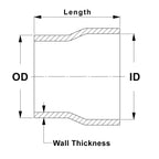 HPS 4" OD to 4" ID, 6061 Aluminum Slip Fit Transition Reducer Tube Joiner, 7" Long